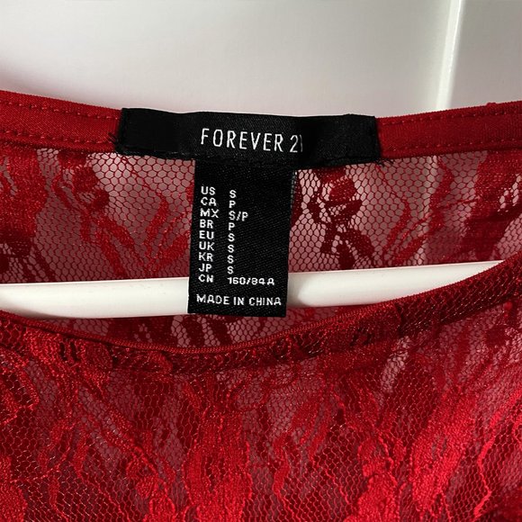 Forever 21 Red Lace Mini Dress - Small - Picture 7 of 7